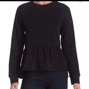 14th & Union Peplum Hem Crew Neck Sweatshirt in black size S